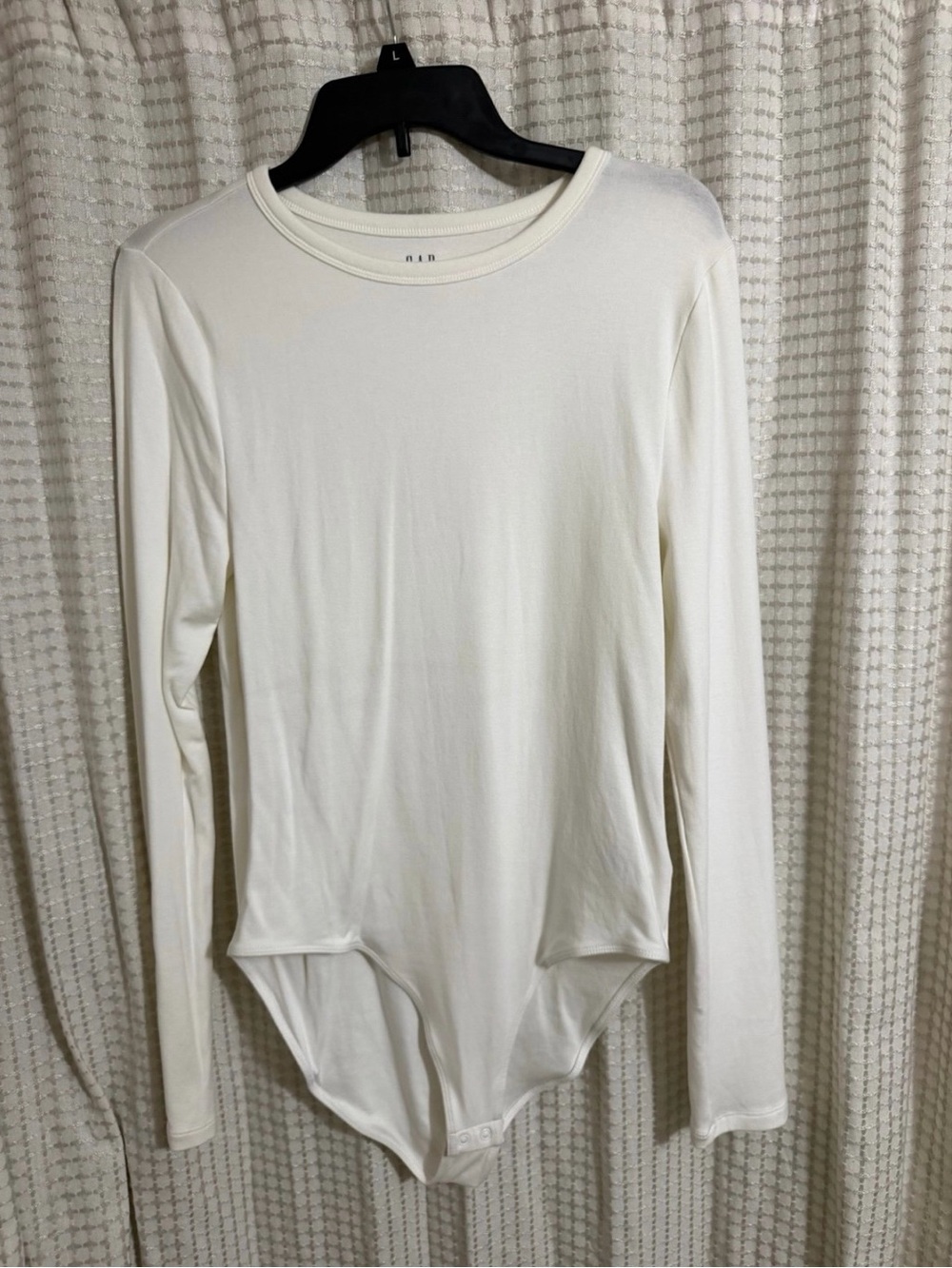 GAP Cream Long-Sleeve Crew Neck Bodysuit